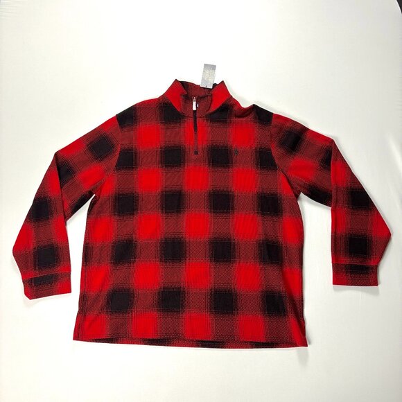 Polo Ralph Lauren Men's Buffalo Estate Rib 1/4 Zip Sweater Red Black XXL NWT - Picture 1 of 7